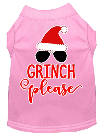 Grinch Please Screen Print Dog Shirt Light Pink Lg