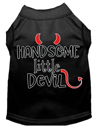 Handsome Little Devil Screen Print Dog Shirt Black Lg