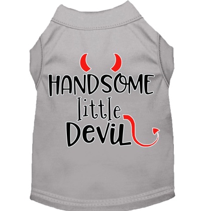 Handsome Little Devil Screen Print Dog Shirt Grey Lg