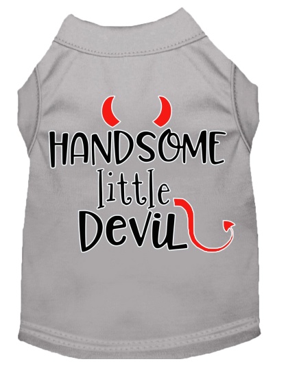 Handsome Little Devil Screen Print Dog Shirt Grey Lg