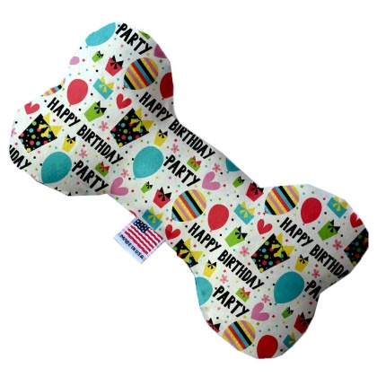 Happy Birthday 10 inch Canvas Bone Dog Toy