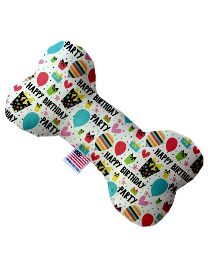 Happy Birthday 10 inch Canvas Bone Dog Toy