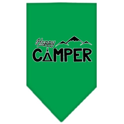 Happy Camper Screen Print Bandana Emerald Green Large