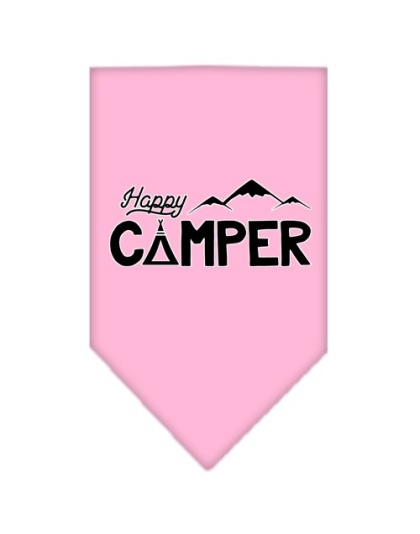 Happy Camper Screen Print Bandana Light Pink Large