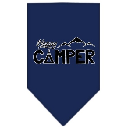 Happy Camper Screen Print Bandana Navy Blue large