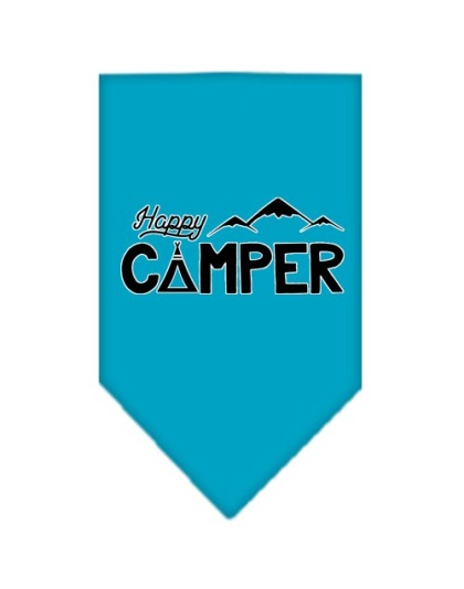 Happy Camper Screen Print Bandana Turquoise Large