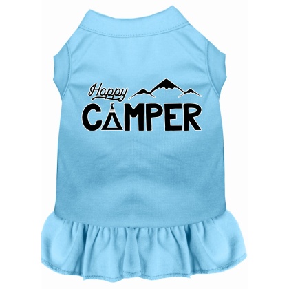 Happy Camper Screen Print Dog Dress Baby Blue 4X (22)