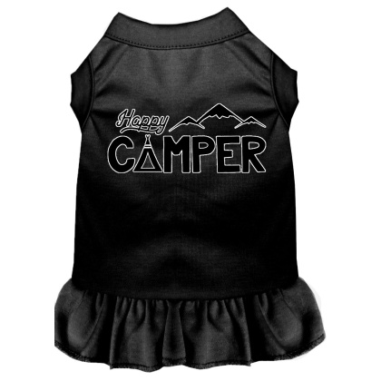 Happy Camper Screen Print Dog Dress Black 4X (22)