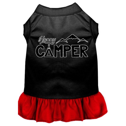 Happy Camper Screen Print Dog Dress Black with Red Lg