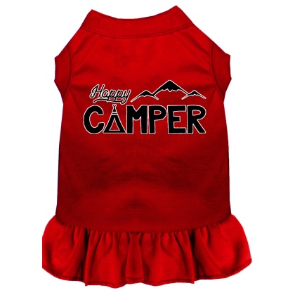 Happy Camper Screen Print Dog Dress Red 4X (22)