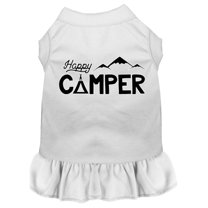 Happy Camper Screen Print Dog Dress White 4X (22)