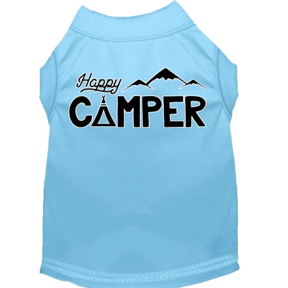 Happy Camper Screen Print Dog Shirt Baby Blue Lg