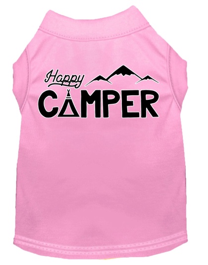 Happy Camper Screen Print Dog Shirt Light Pink Lg