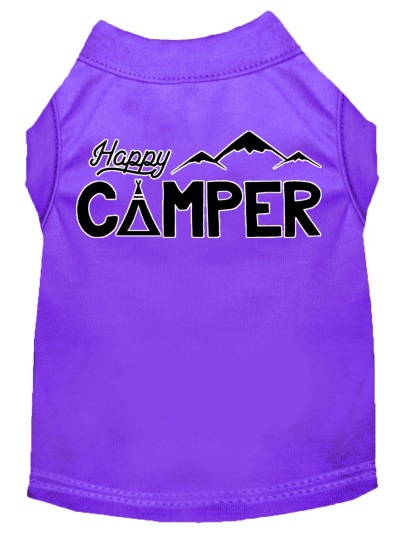 Happy Camper Screen Print Dog Shirt Purple Lg