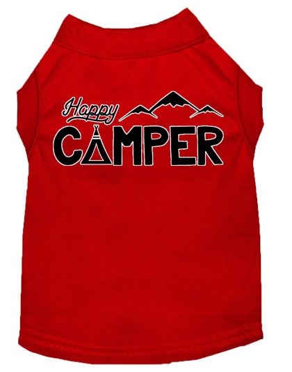 Happy Camper Screen Print Dog Shirt Red Lg