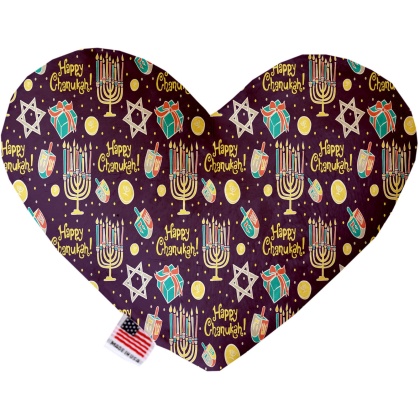 Happy Chanukah 6 Inch Canvas Heart Dog Toy