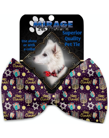 Happy Chanukah Pet Bow Tie Collar Accessory with Velcro