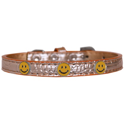 Happy Face Widget Croc Dog Collar Copper Size 10