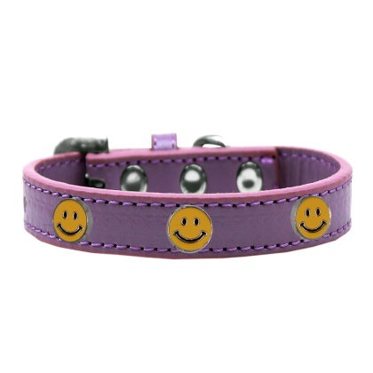 Happy Face Widget Dog Collar Lavender Size 10