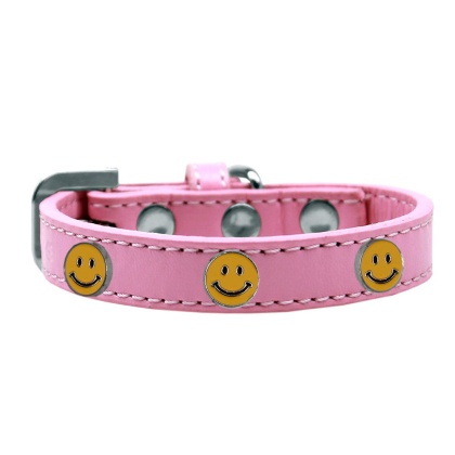 Happy Face Widget Dog Collar Light Pink Size 10
