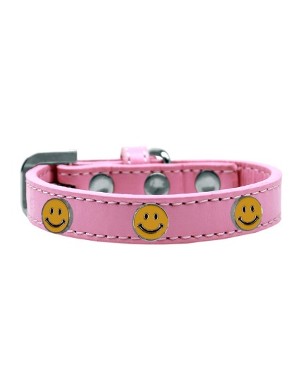 Happy Face Widget Dog Collar Light Pink Size 10