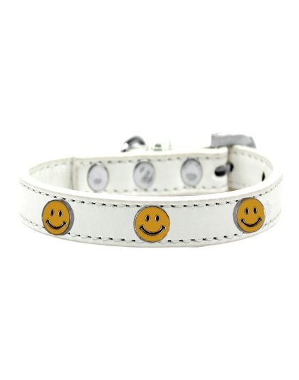 Happy Face Widget Dog Collar White Size 10