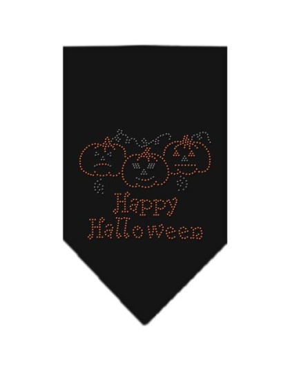 Happy Halloween Rhinestone Bandana Black Large