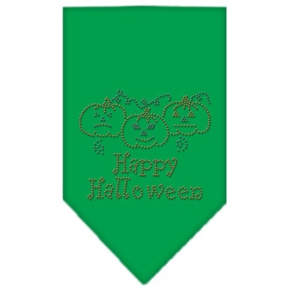 Happy Halloween Rhinestone Bandana Emerald Green Large