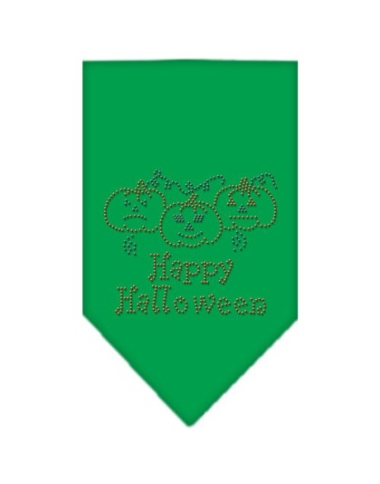 Happy Halloween Rhinestone Bandana Emerald Green Large