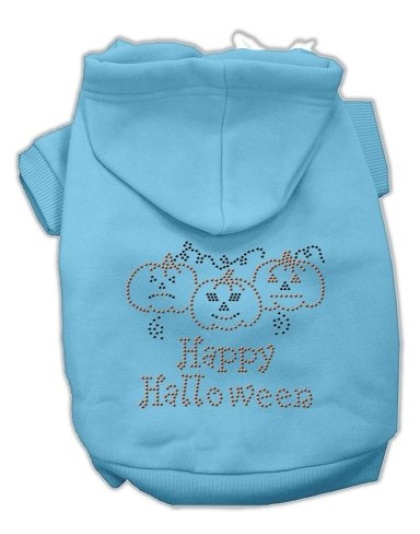 Happy Halloween Rhinestone Hoodies Baby Blue L