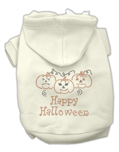 Happy Halloween Rhinestone Hoodies Cream L