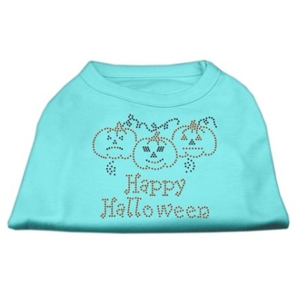 Happy Halloween Rhinestone Shirts Aqua L