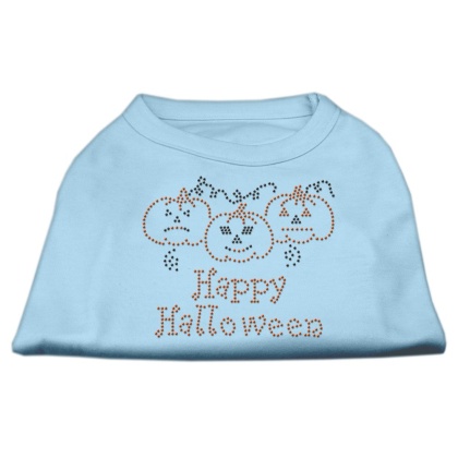 Happy Halloween Rhinestone Shirts Baby Blue L