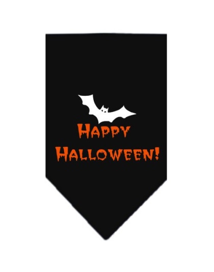 Happy Halloween Screen Print Bandana Black Large