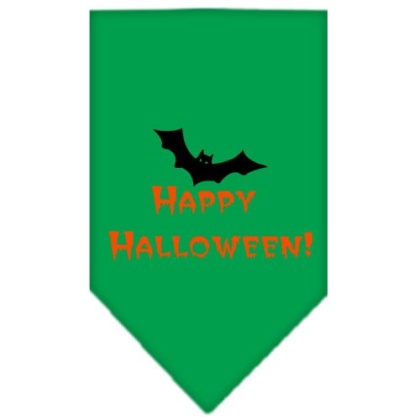 Happy Halloween Screen Print Bandana Emerald Green Large