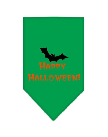 Happy Halloween Screen Print Bandana Emerald Green Large