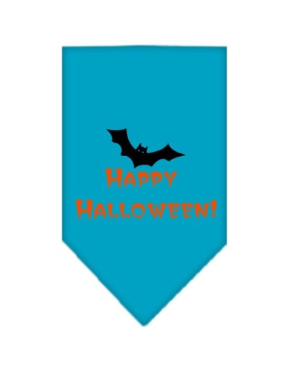 Happy Halloween Screen Print Bandana Turquoise Large