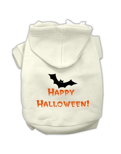 Happy Halloween Screen Print Pet Hoodies Cream Size L