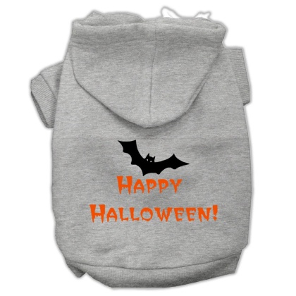 Happy Halloween Screen Print Pet Hoodies Grey L