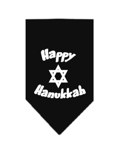 Happy Hanukkah Screen Print Bandana Black Large