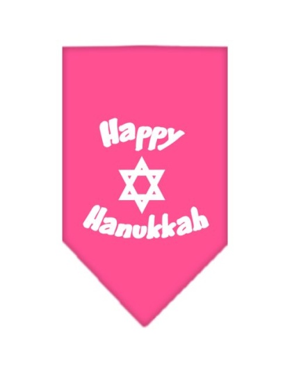 Happy Hanukkah Screen Print Bandana Bright Pink Large