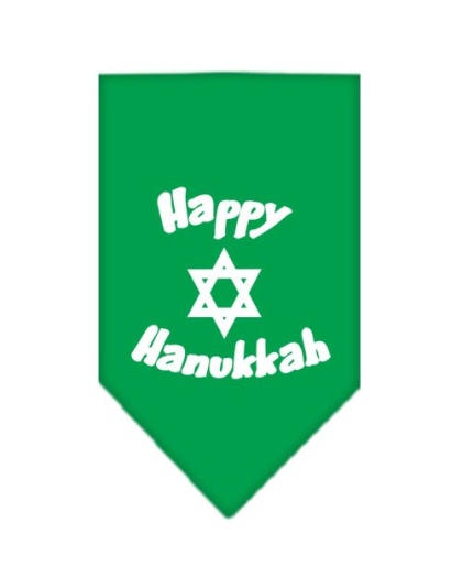 Happy Hanukkah Screen Print Bandana Emerald Green Large