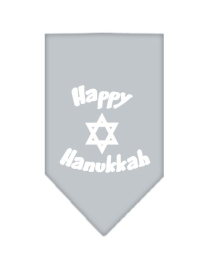 Happy Hanukkah Screen Print Bandana Grey Large