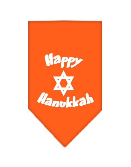 Happy Hanukkah Screen Print Bandana Orange Large