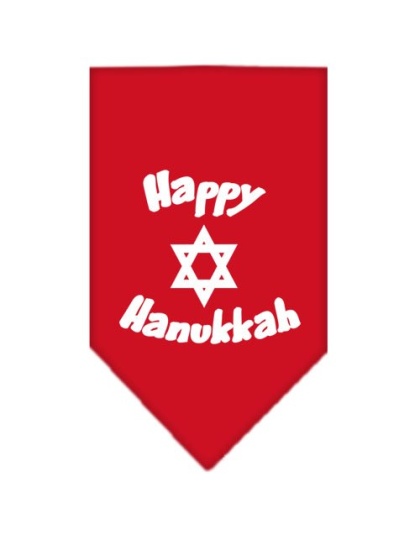 Happy Hanukkah Screen Print Bandana Red Large