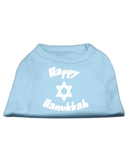 Happy Hanukkah Screen Print Shirt Baby Blue Lg