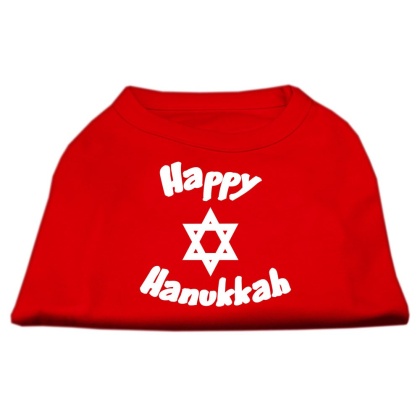 Happy Hanukkah Screen Print Shirt Red Lg