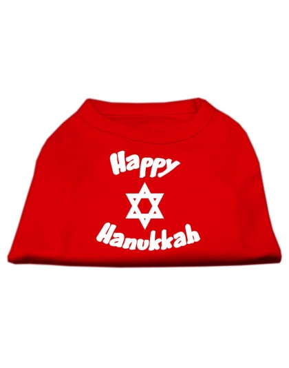 Happy Hanukkah Screen Print Shirt Red Lg