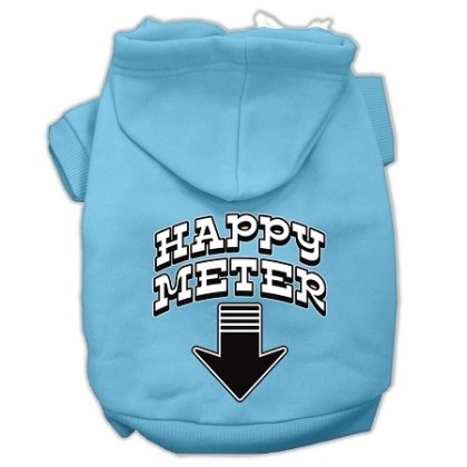 Happy Meter Screen Printed Dog Pet Hoodies Baby Blue Size Lg