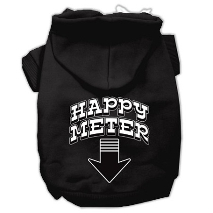 Happy Meter Screen Printed Dog Pet Hoodies Black Size Lg